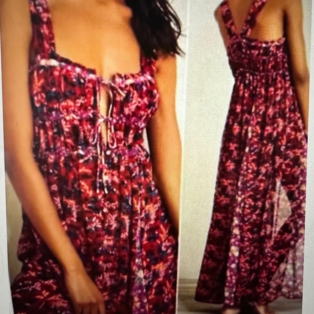 Free People Dance with me Printed Floral Maxi Dress. Medium